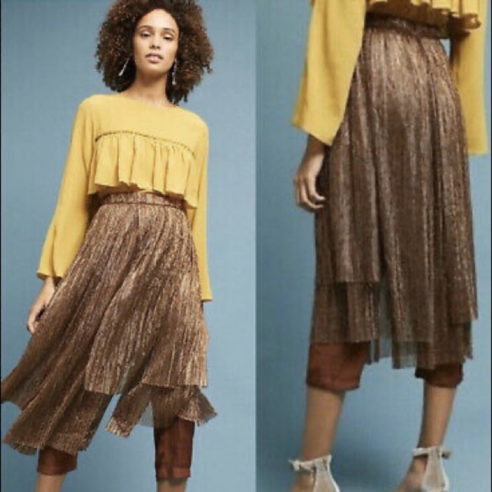 Anthropologie Maeve Sparkly Copper Skirt Pants - Women’s Size 0